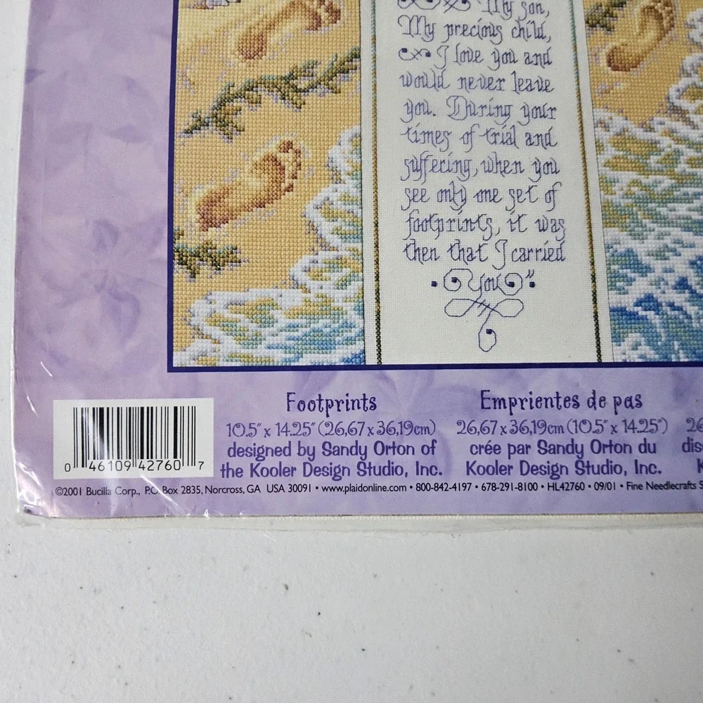 Bucilla Footprints‎ Counted Cross Stitch Kit Religious Verse Beach Seashell